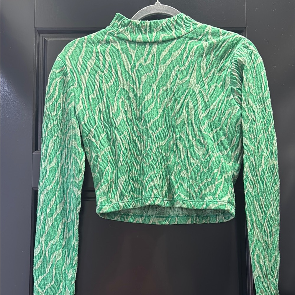Zara Emerald Green Textured Crop Top